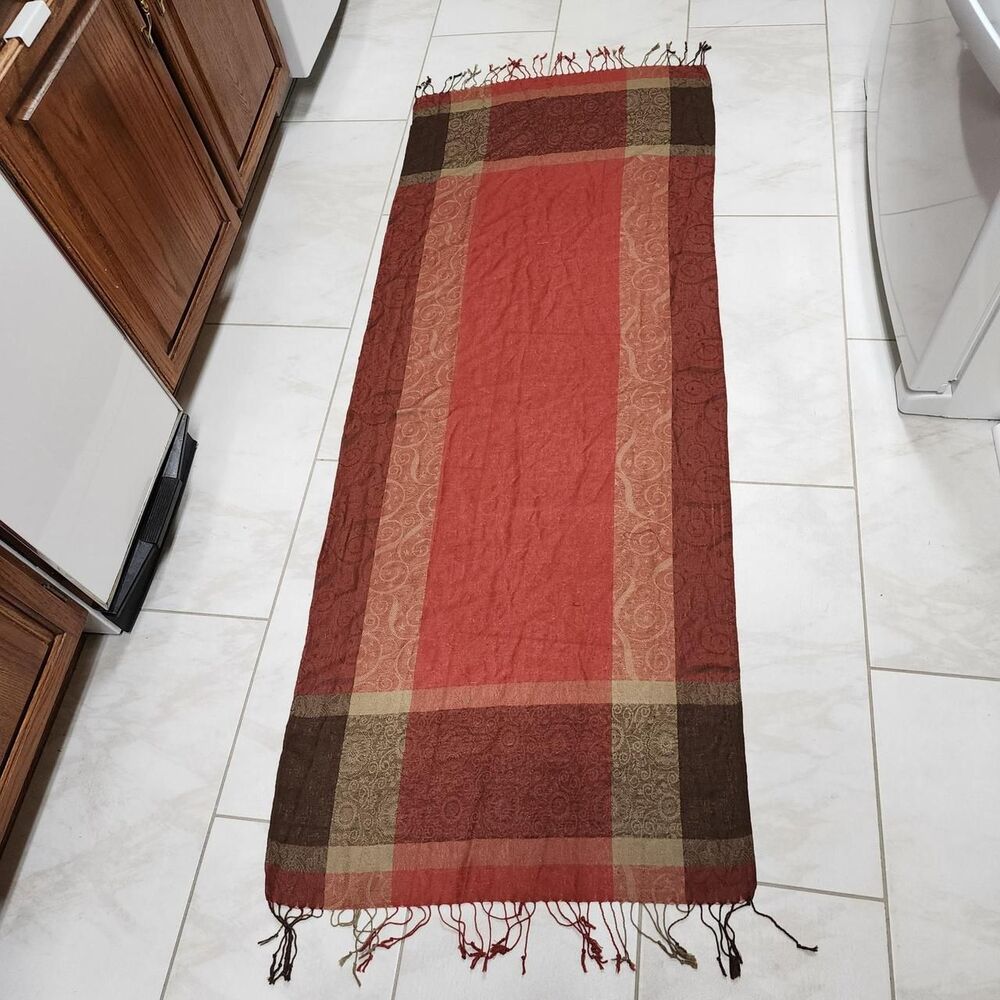 Women's Red and Brown Scarf wrap Fall Colors Beautiful Large